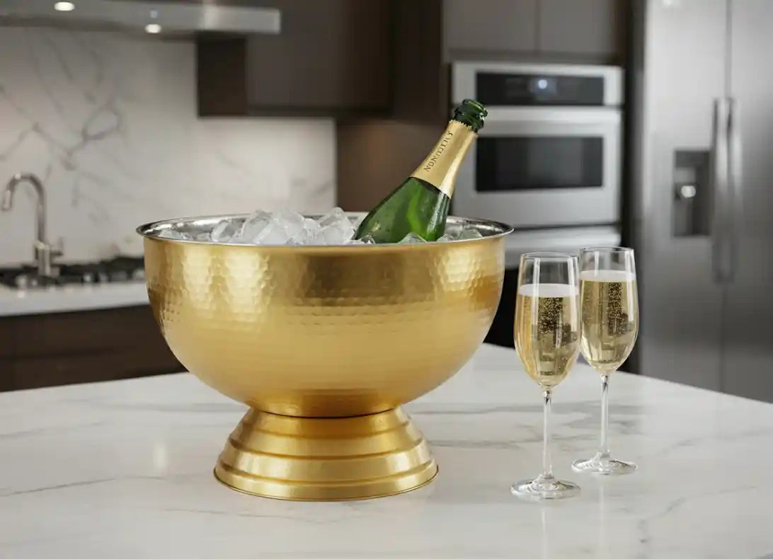 Gold Hammered Champagne Bowl