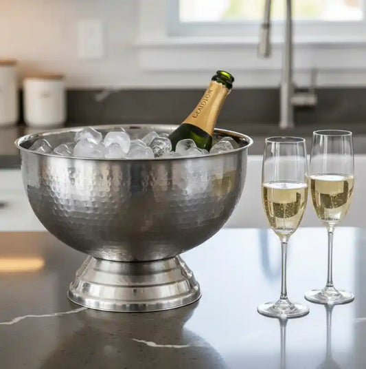 Silver Hammered Champagne Bowl