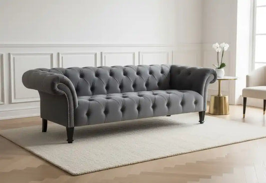 Slate Grey 3 Seater Chesterfield