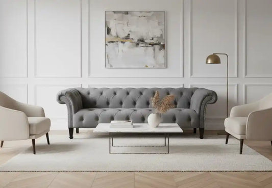 Slate Grey 3 Seater Chesterfield