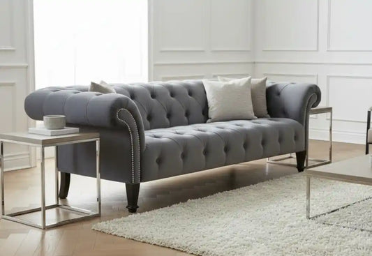 Slate Grey 3 Seater Chesterfield
