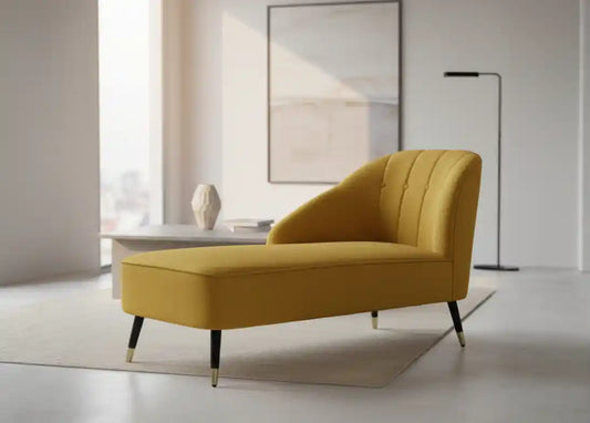Beatrice Mustard Velvet Chaise Lounge