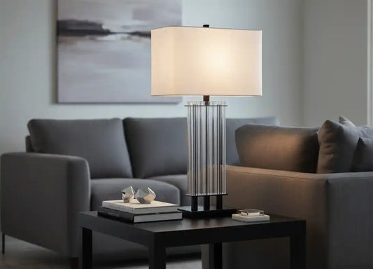 Eliza Clear Glass Table Lamp With Matte Black Base