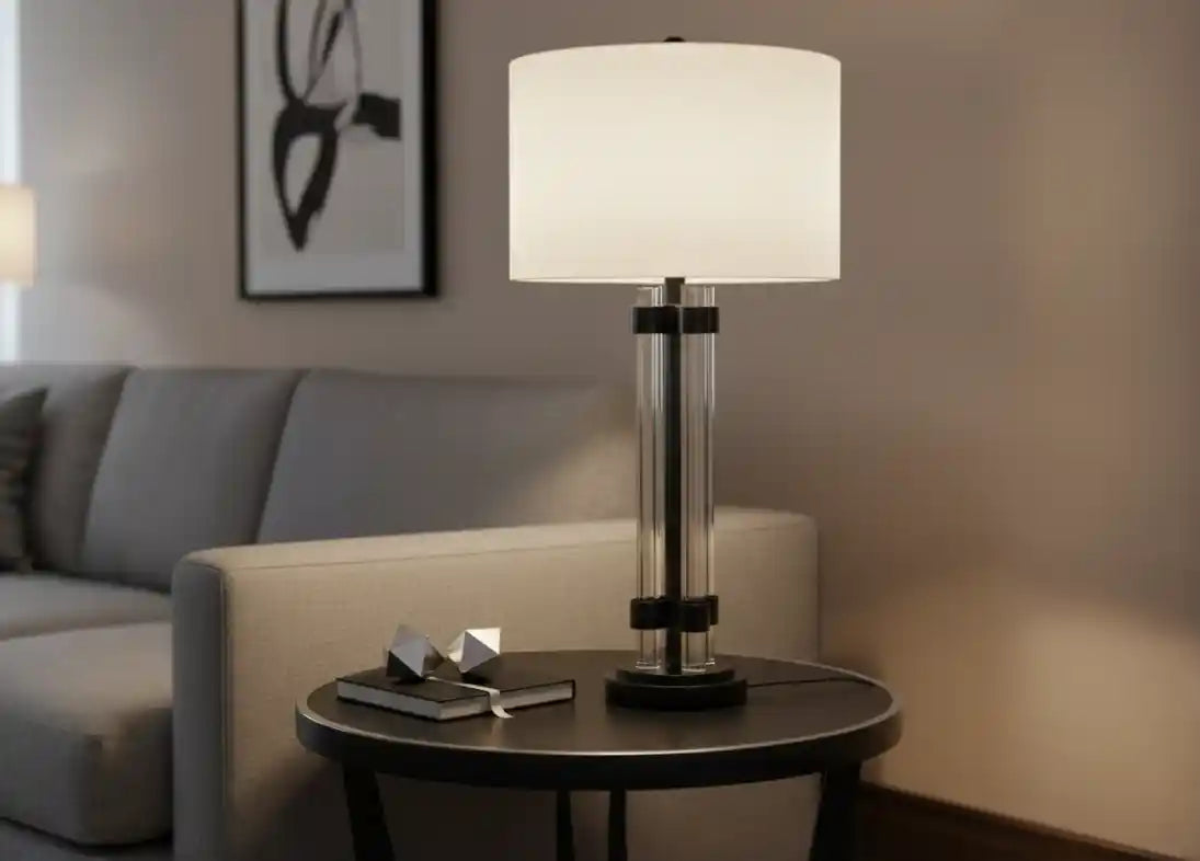 Madelyn Table Lamp Matt Black & Ivory