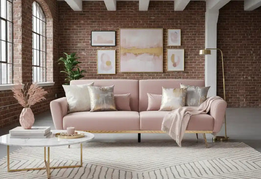 Chimes - Hayden Pink Velvet Sofa Bed