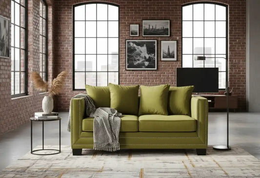 Chimes - Hampstead 2 Seater Green Velvet Sofa