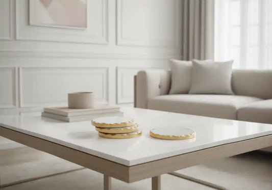 Chimes - Set Of 4 Round White Marble Coasters