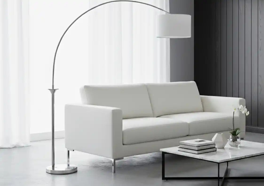 Chimes - Nyla Nickel Finish Arc Floor Lamp