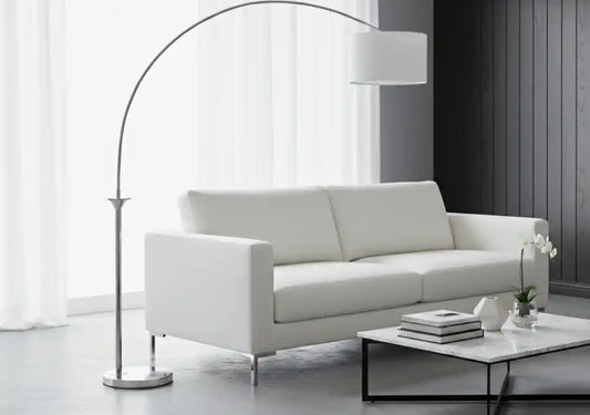 Chimes - Nyla Nickel Finish Arc Floor Lamp