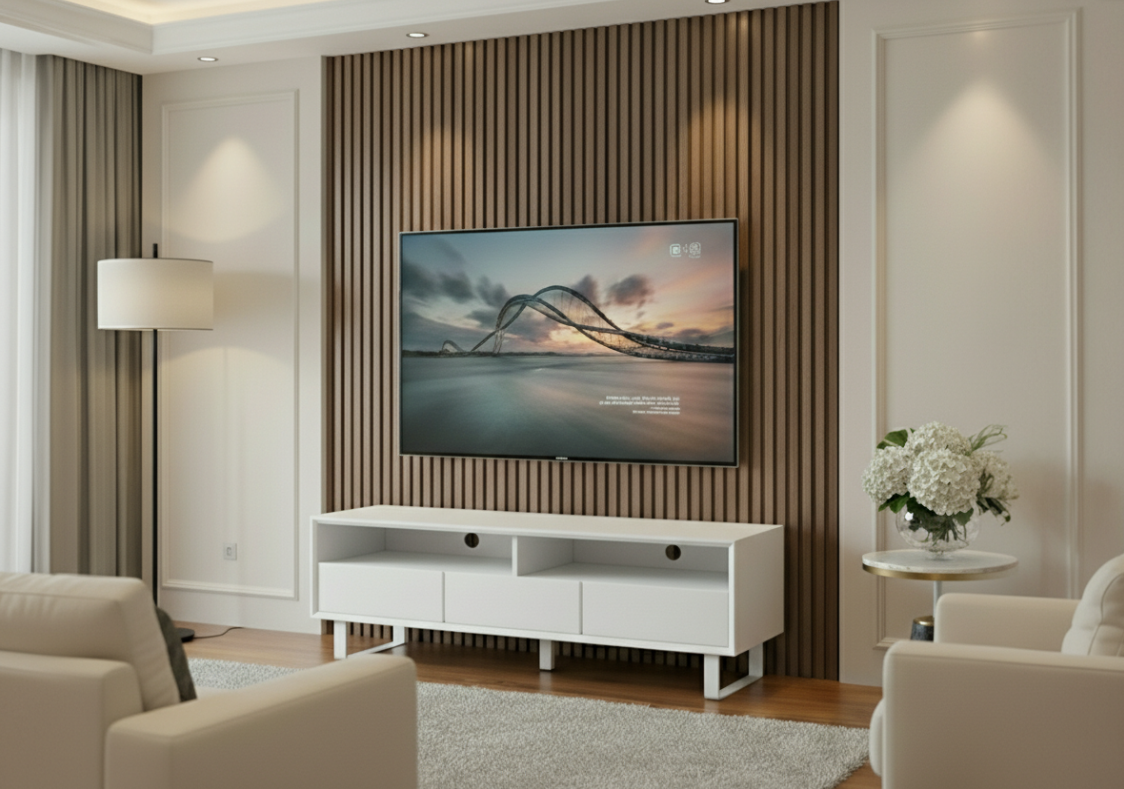 Chimes - Clara White High Gloss Media Cabinet