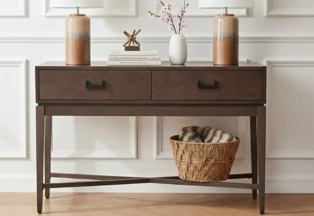 Henri Antique Grey Two Drawer Console Table