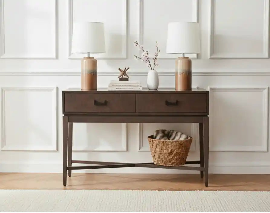 Henri Antique Grey Two Drawer Console Table