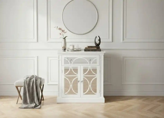 Remi White Wood 2 Door and 1 Drawer Sideboard