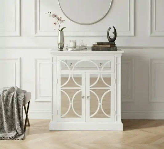 Remi White Wood 2 Door and 1 Drawer Sideboard