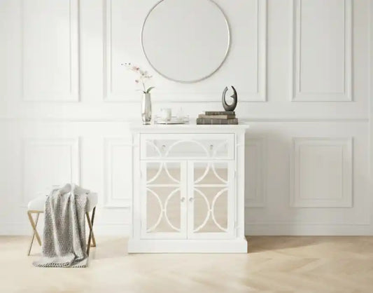 Remi White Wood 2 Door and 1 Drawer Sideboard