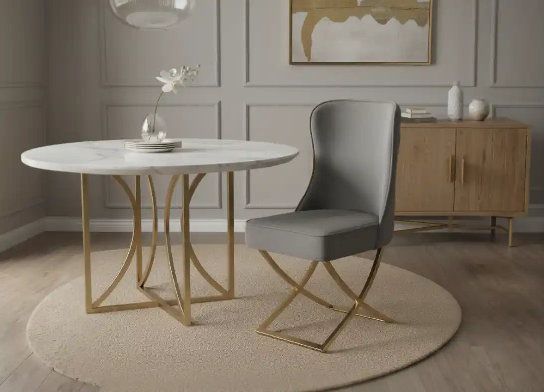 Bardot Button Back Grey Dining Chair