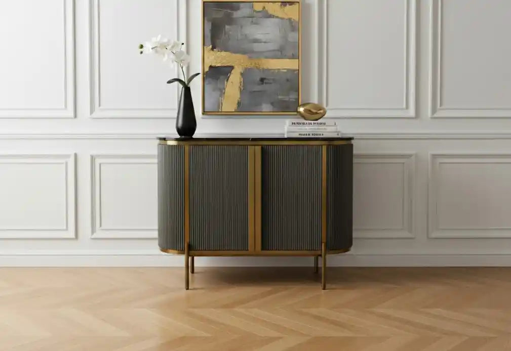 Dante Grey Two Door Sideboard with Black Marble Top