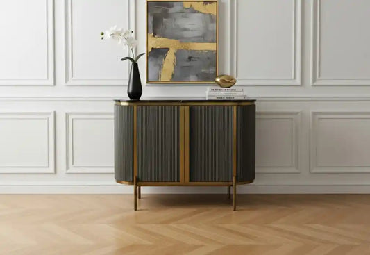 Dante Grey Two Door Sideboard with Black Marble Top
