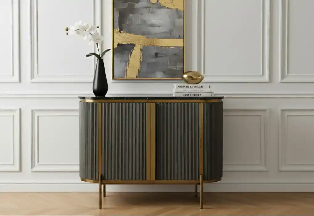 Dante Grey Two Door Sideboard with Black Marble Top