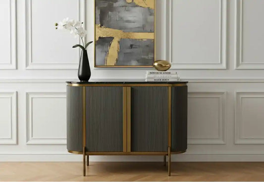 Dante Grey Two Door Sideboard with Black Marble Top