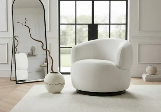 Barca Textured Cream Curved Swivel Chair