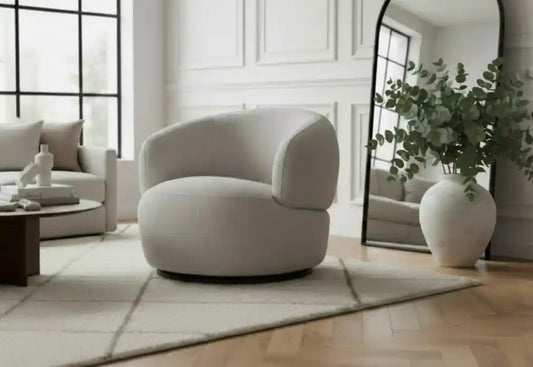 Barca Textured Grey Curved Swivel Chair