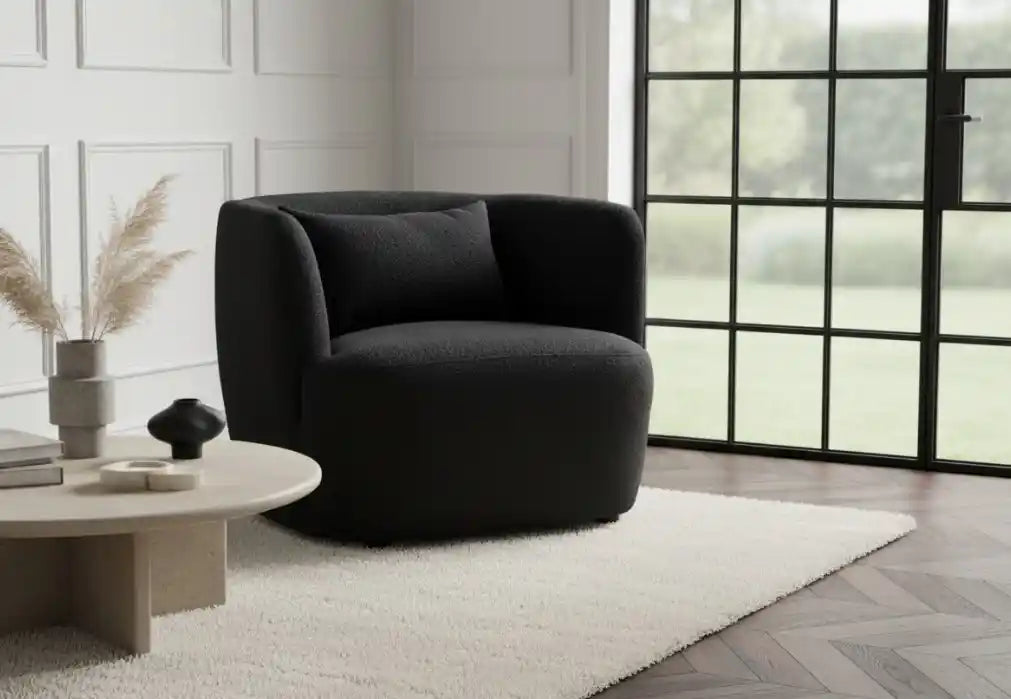 Paris Textured Black Curved Chair
