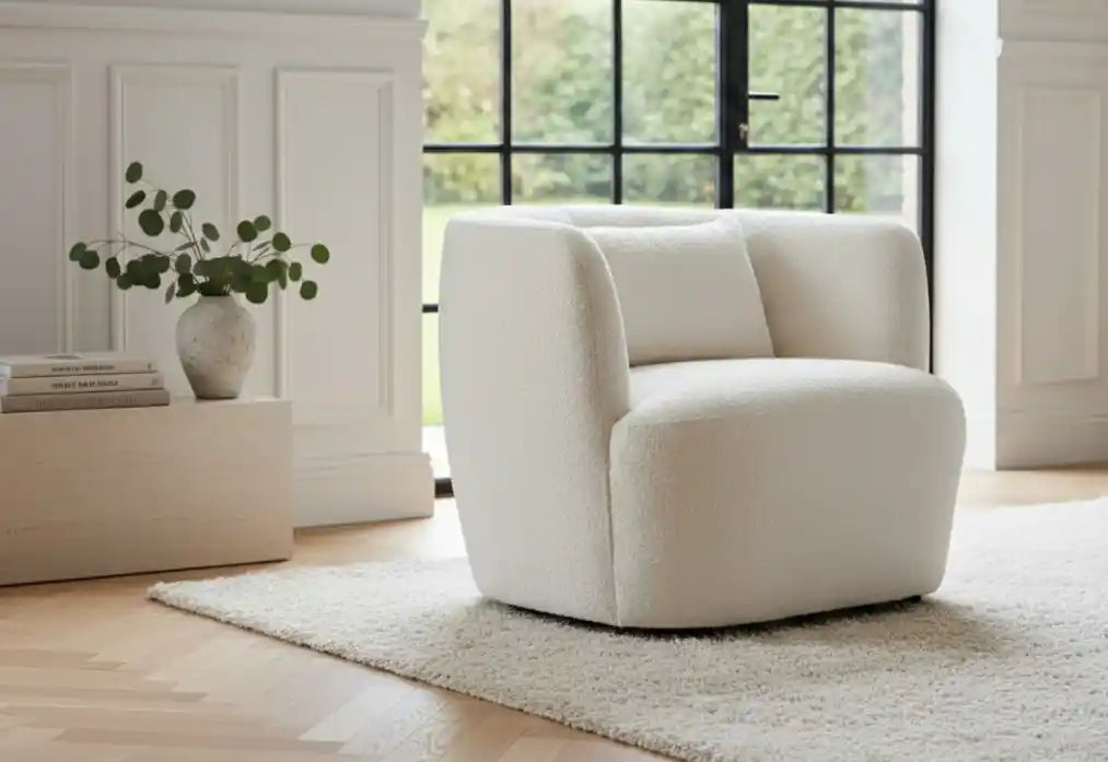 Paris Textured Cream Curved Chair