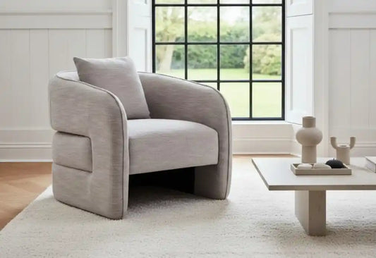 Belini Grey Linen Effect Curved Chair