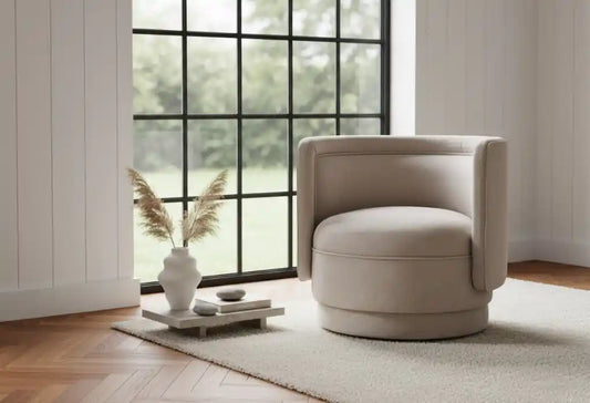 Dante Taupe Chenille Curved Chair