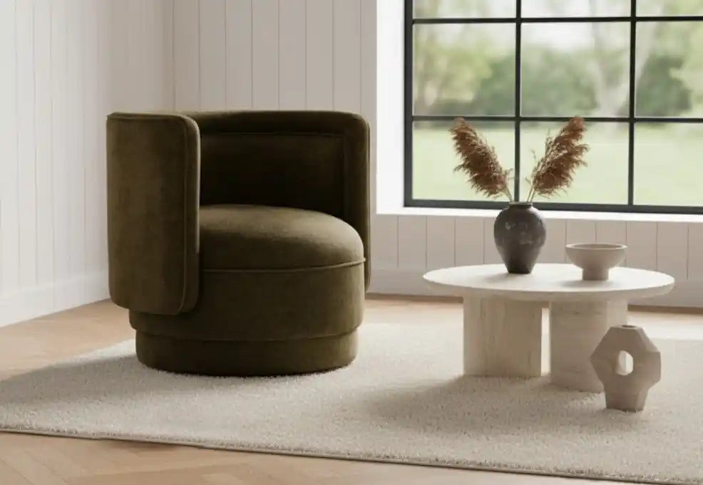 Dante Forest Green Chenille Curved Chair