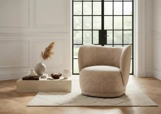 Kyle Deep Stone Chenille Curved Chair