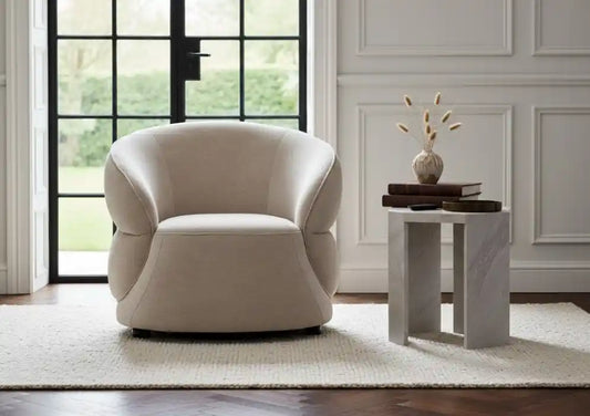 Farrah Taupe Chenille Curved Chair