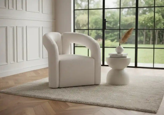 Evana Ivory Boucle Statement Chair