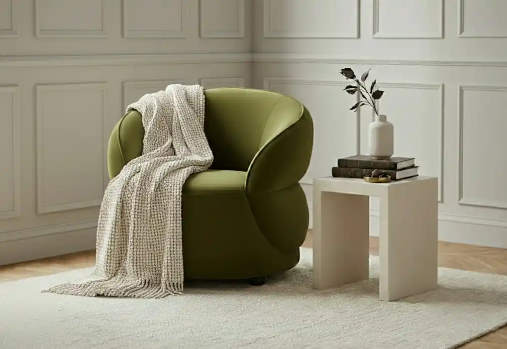 Farrah Forest Green Curved Velvet Chair