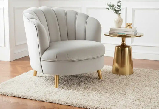 Chimes - Alexa Grey Velvet Chair With Gold Wood Legs