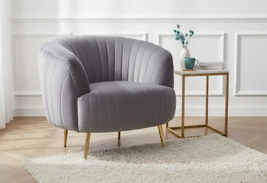 Chimes - Sienna Grey Velvet Chair With Gold Legs