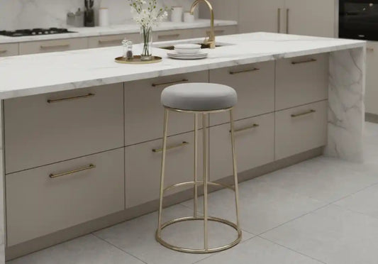 Chimes - Aurora Grey Velvet Bar Stool