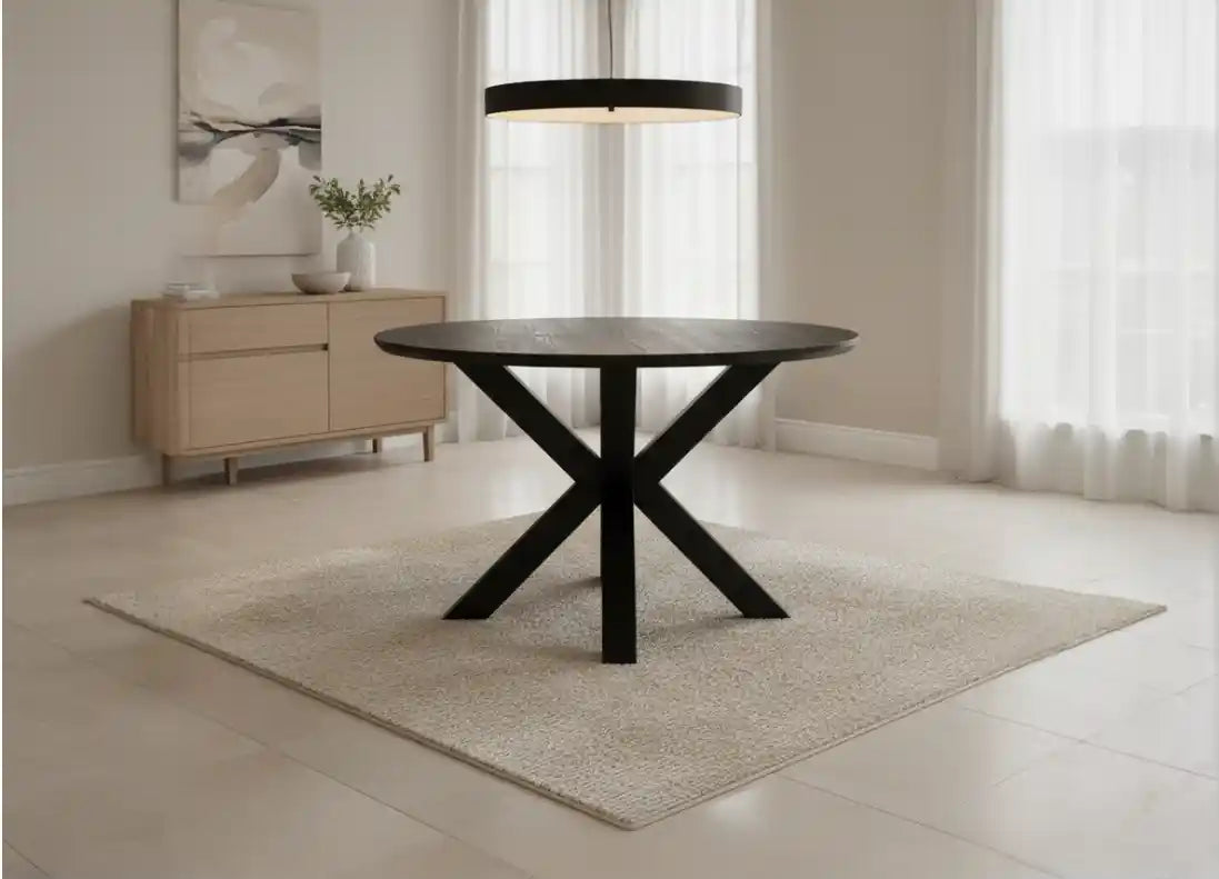 Stamford Dining Table With Black Metal Legs