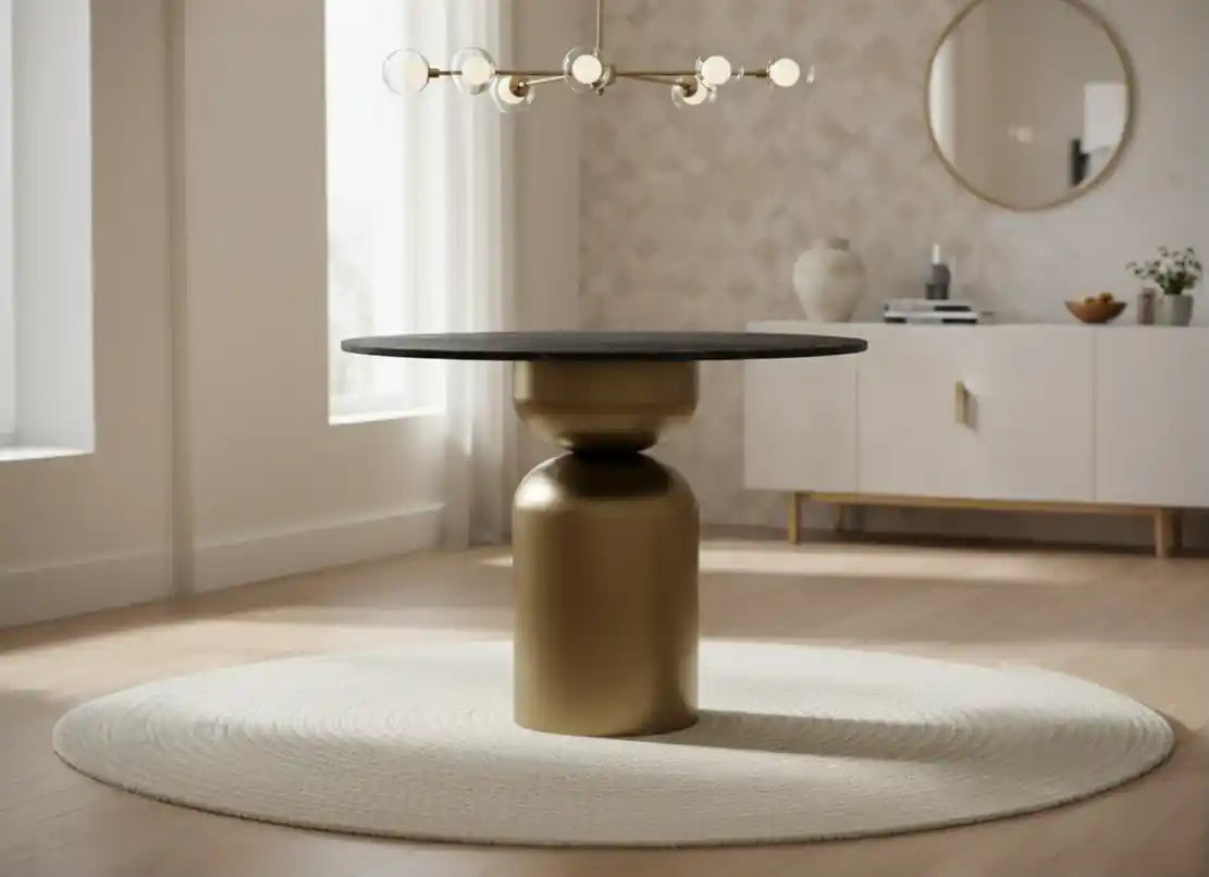 Calia Black & Brown Round Dining Table