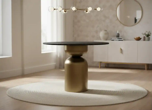 Calia Black & Brown Round Dining Table