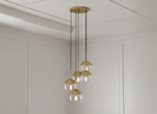 Raine Gold Finish Five Pendant Lights
