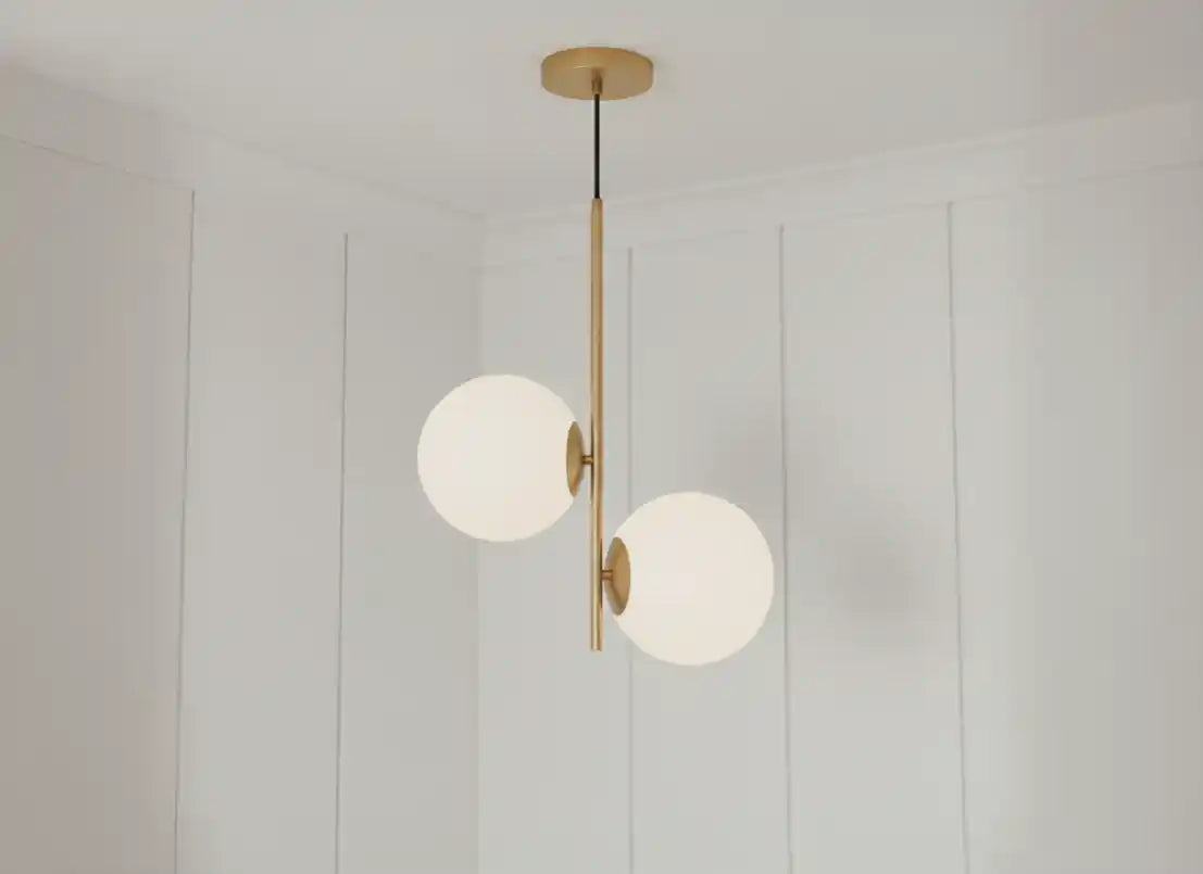 Raine Gold Finish Pendant Light With Two Glass Shades