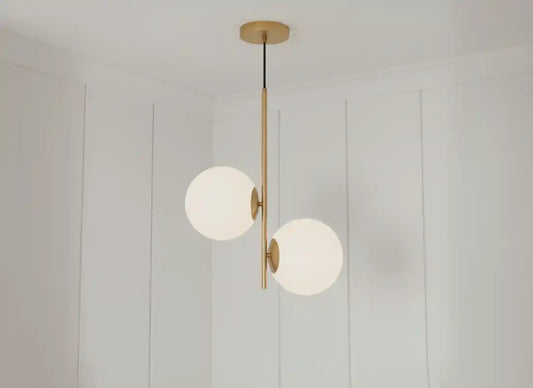 Raine Gold Finish Pendant Light With Two Glass Shades