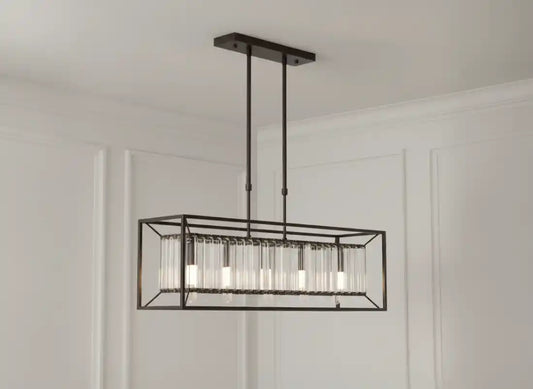 Arianna 5 Bulb Matte Black and Glass Ceiling Light