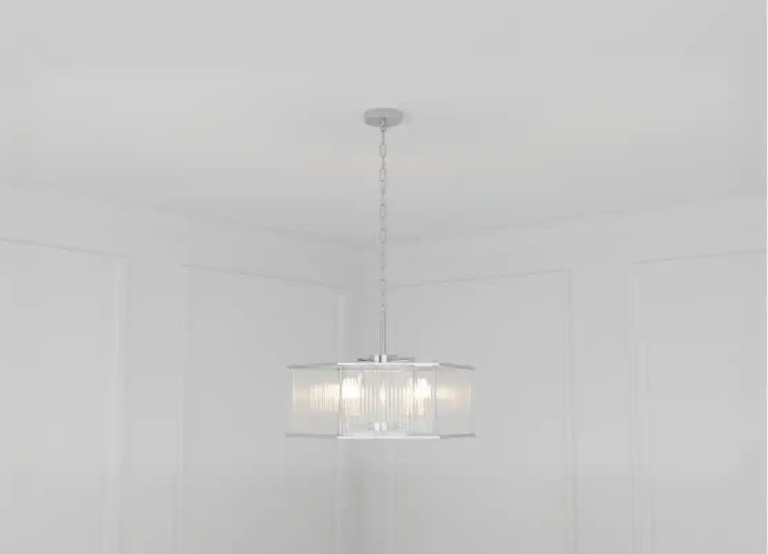 Chimes - Listra 6 Light Hexagonal Chrome Pendant Light
