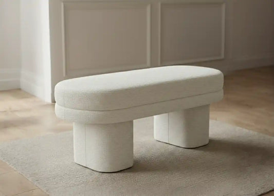 Taupe Chenille Bench