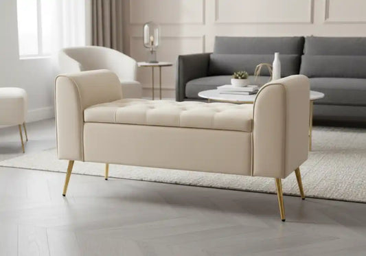 Larin Stone Velvet Ottoman Storage Bench