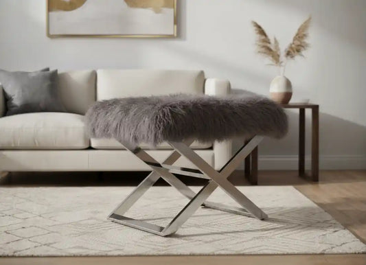 Chimes - Savannah Grey Sheepskin Stool