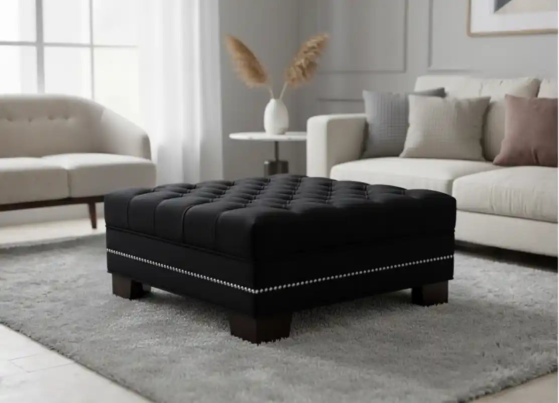Chimes - Kilburn Black Footstool